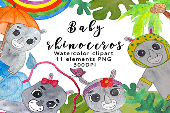 Charming Baby Rhinocerog Clipart for Creative Projects