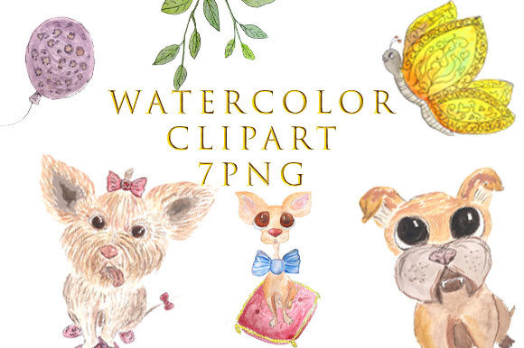 Cute Watercolor Dogs Set for Design