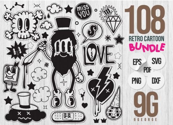 Unlock Creativity with the 108 Retro Cartoon Bundle