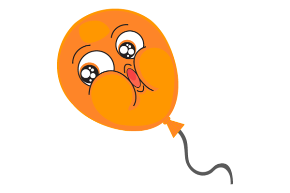 Unlocking Creativity with the Orange Balloon with Funny Face Cartoon Graphic